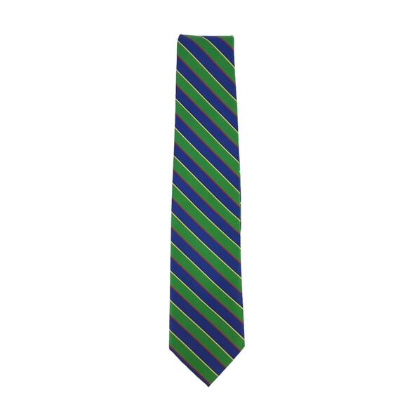 Jos. A. Bank 100% Silk Tie Stripe Blue Green Red Yellow - Picture 3 of 3